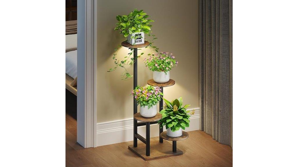 indoor plant shelf with lighting