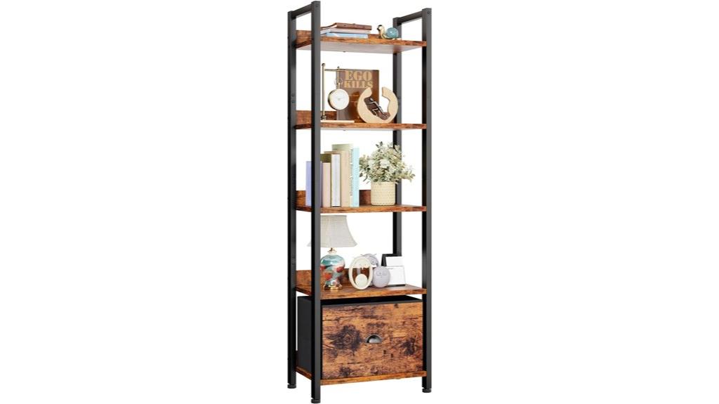 industrial wood metal bookshelf