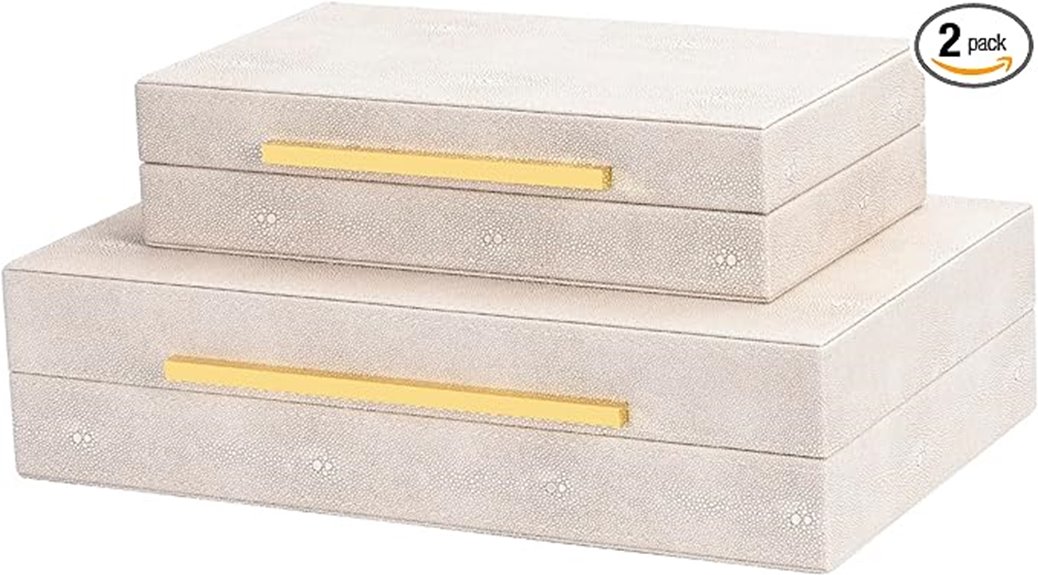 ivory faux leather boxes