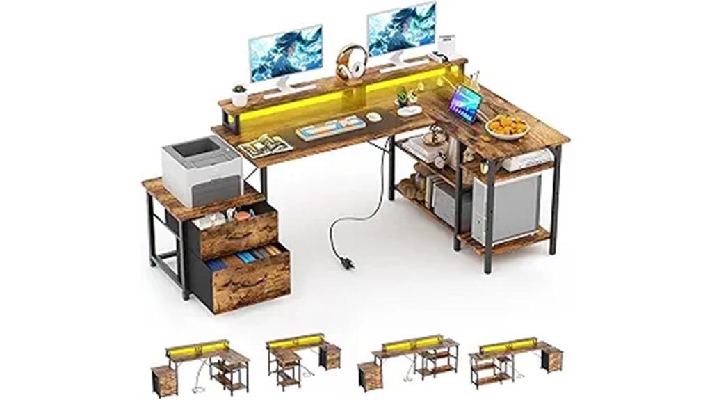 l shaped storage desk