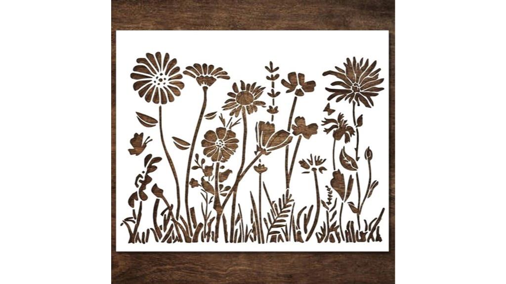 large wildflower stencil design