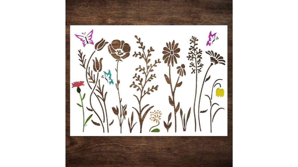 large wildflower stencil pattern