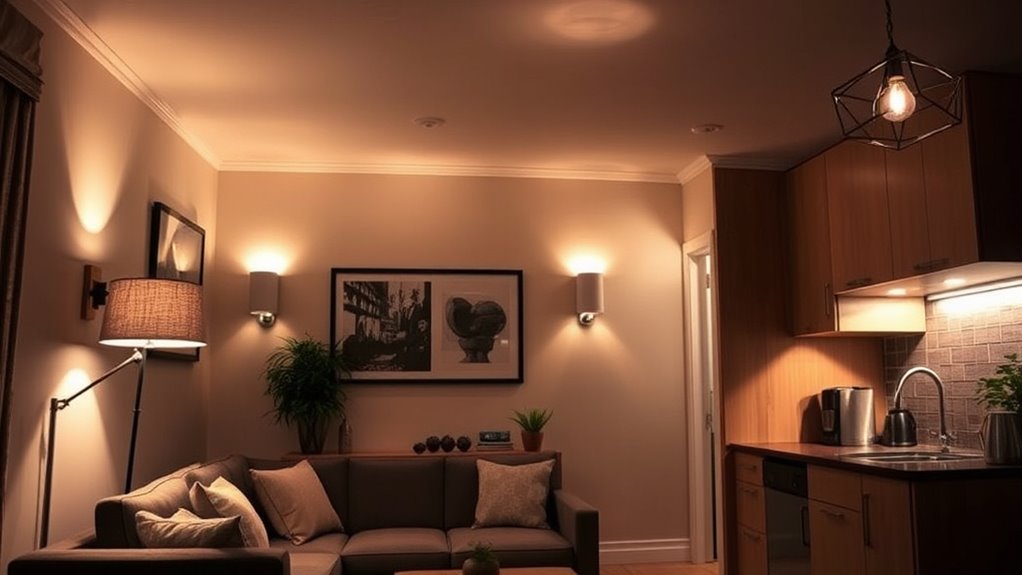layered small room lighting
