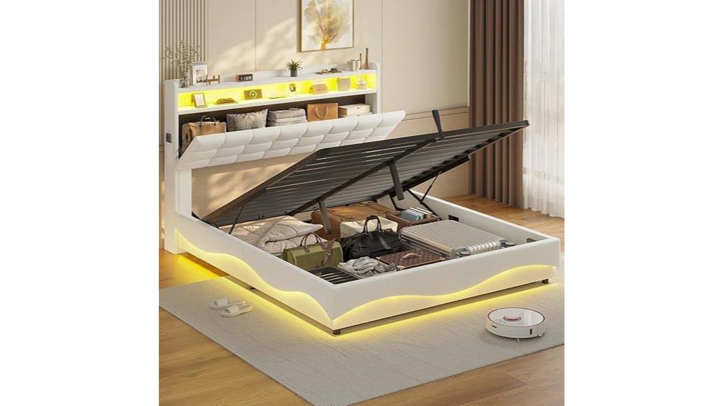 led lit storage bed