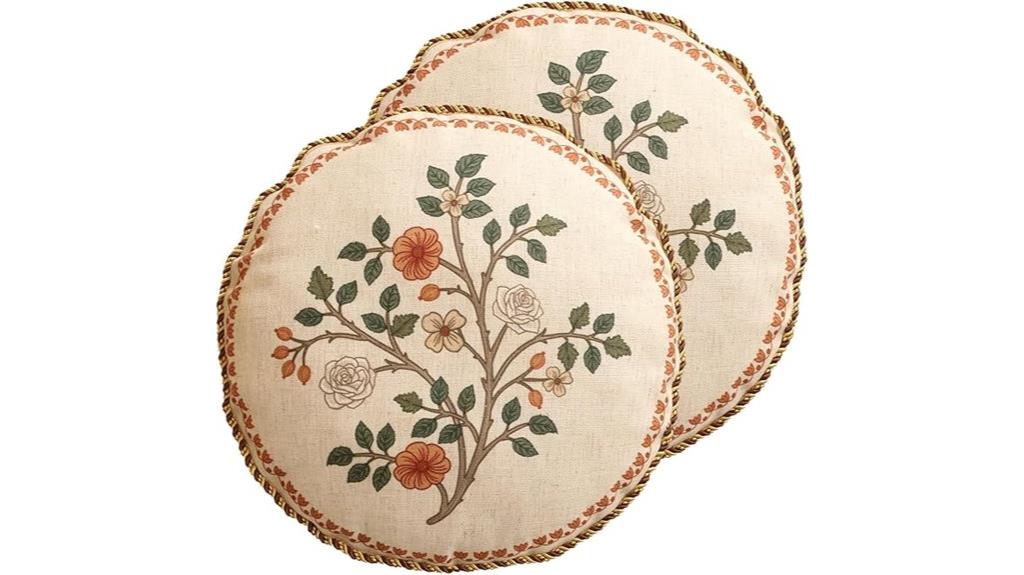 linen floral round cushions