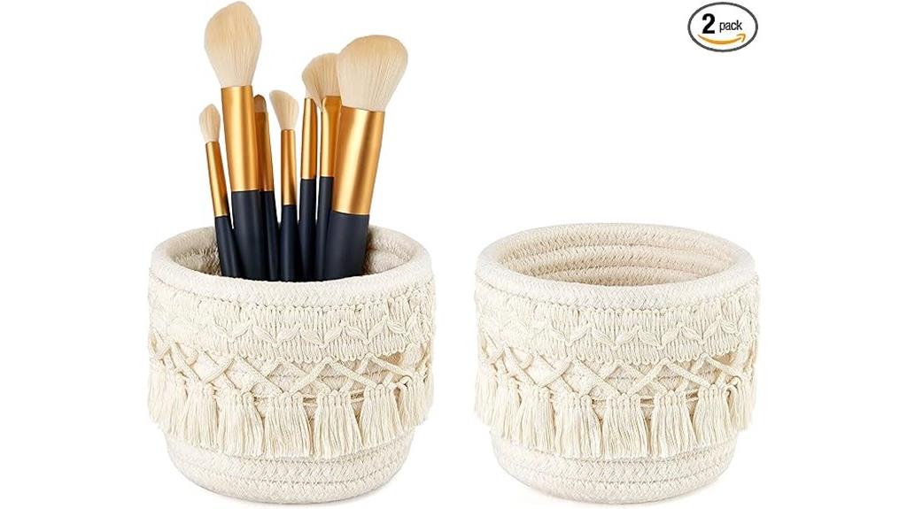 macrame brush holder set