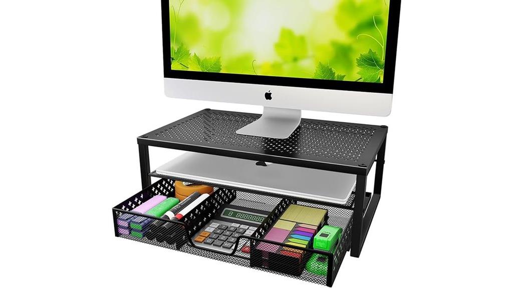 metal monitor stand with drawer