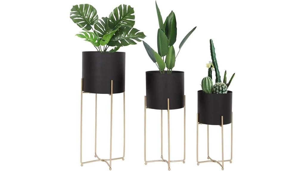 mid century gold planter set