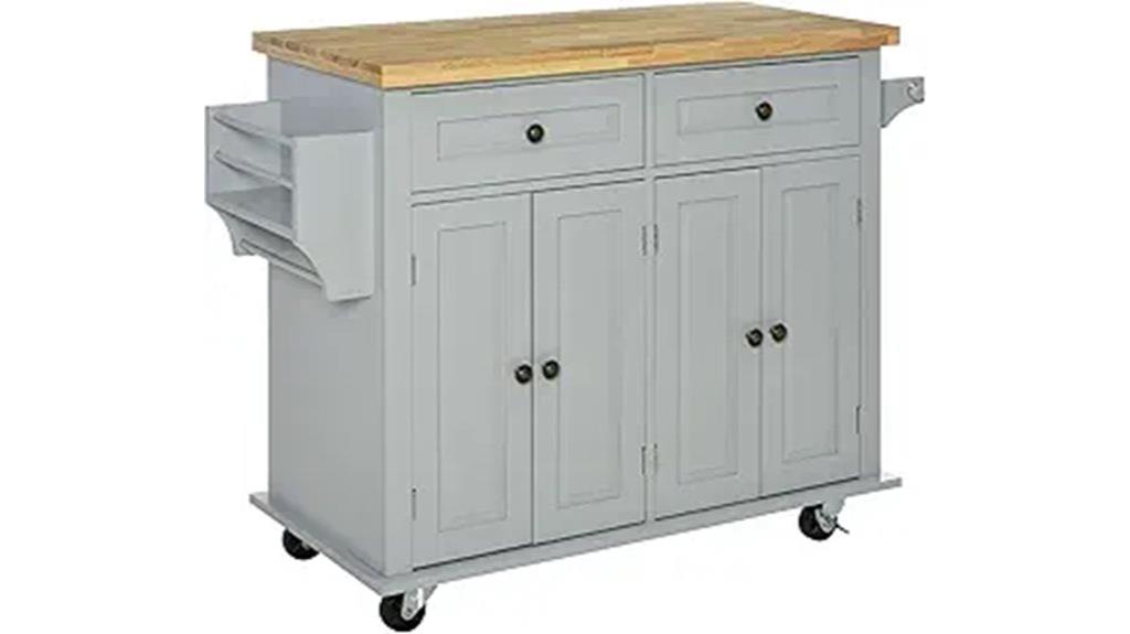 mobile kitchen island with racks
