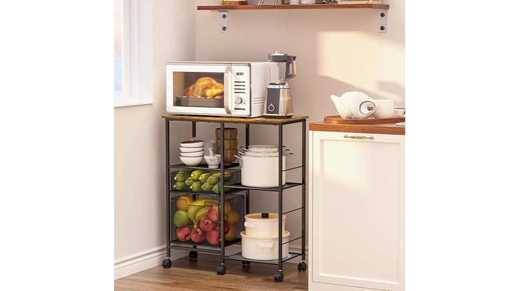 mobile microwave cart with storage