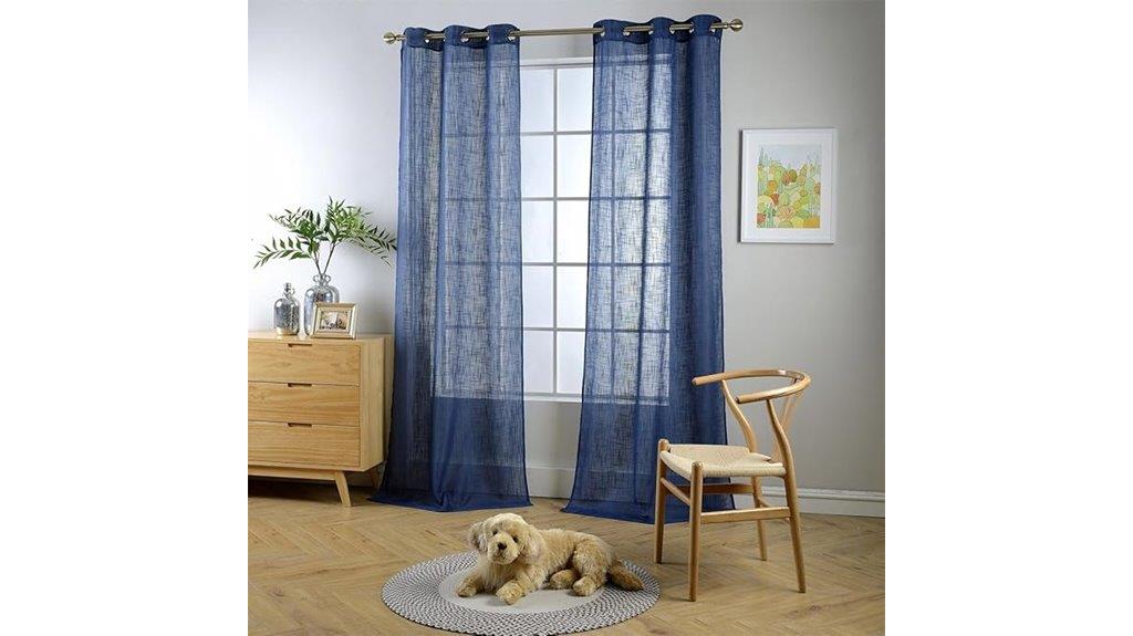 navy linen grommet curtains