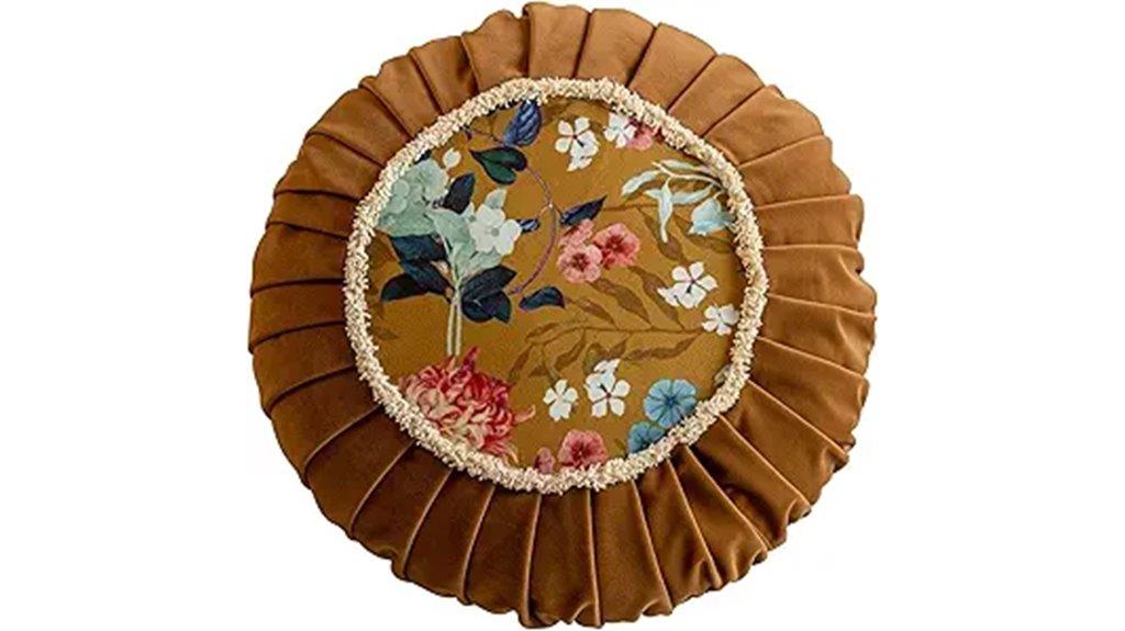 orange floral throw pillow