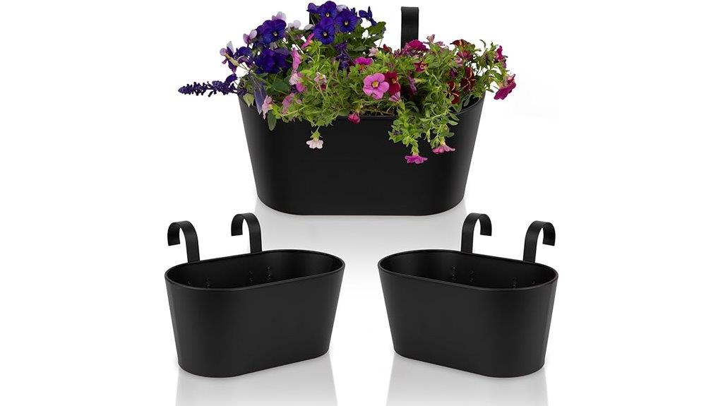 outdoor railing flower hangings