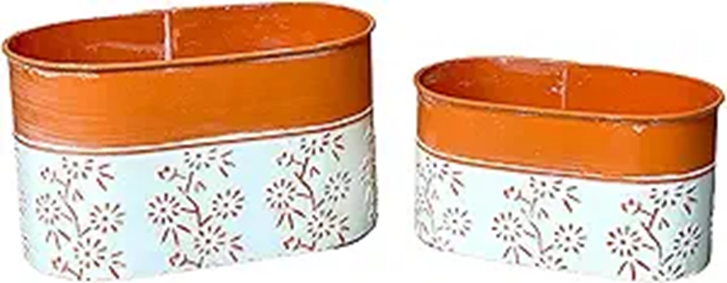 pair of orange and white planters