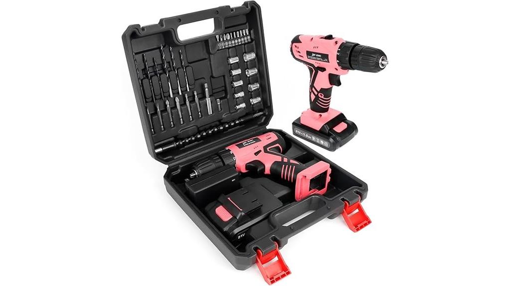 pink cordless drill set