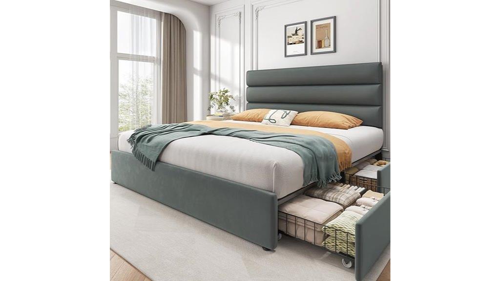 queen bed frame with storage