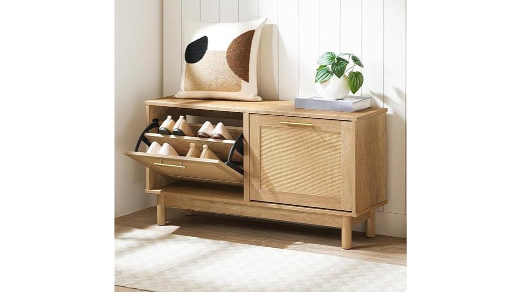 rattan door shoe storage