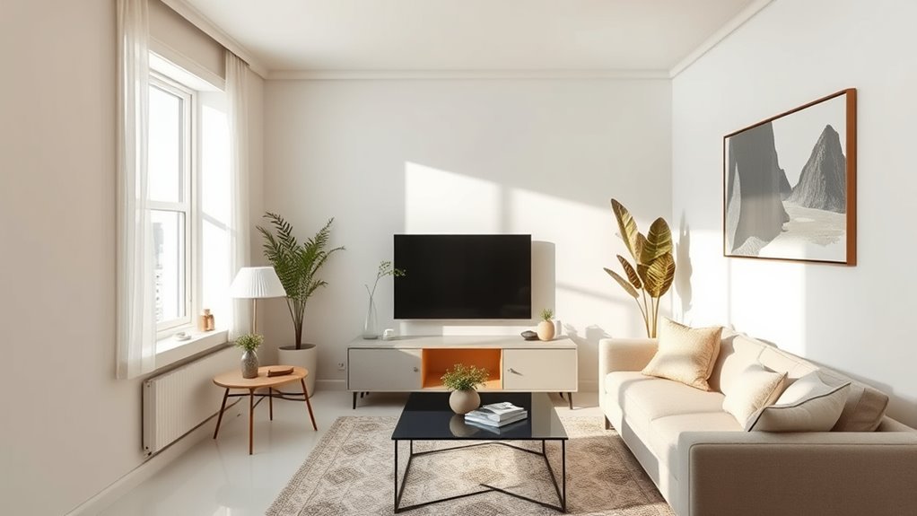 reflective finishes enhance spaciousness