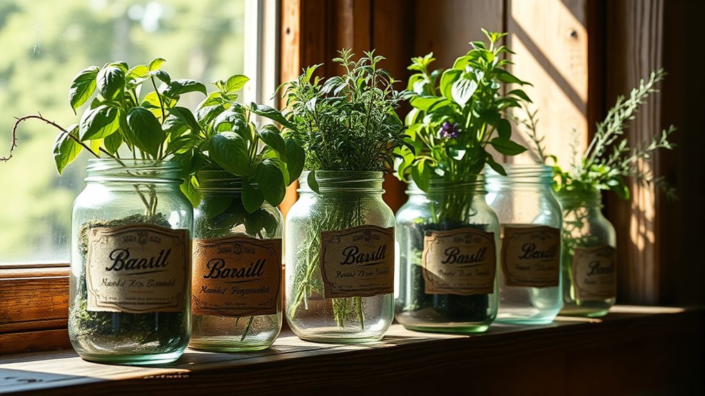 repurposed jar herb planters