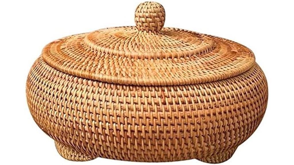 round rattan picnic basket