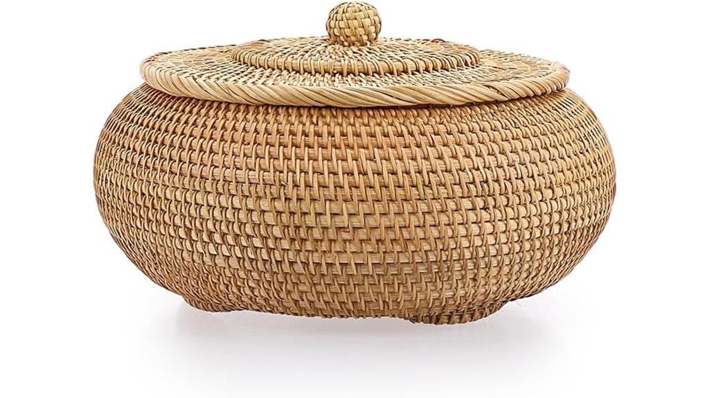round rattan storage basket