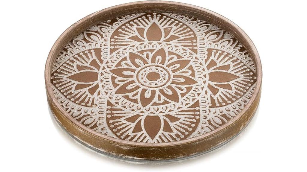 round wooden coffee tray