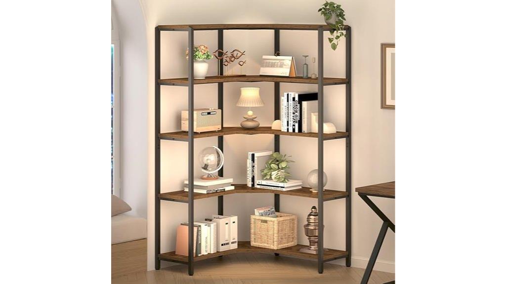rustic 5 tier corner shelf