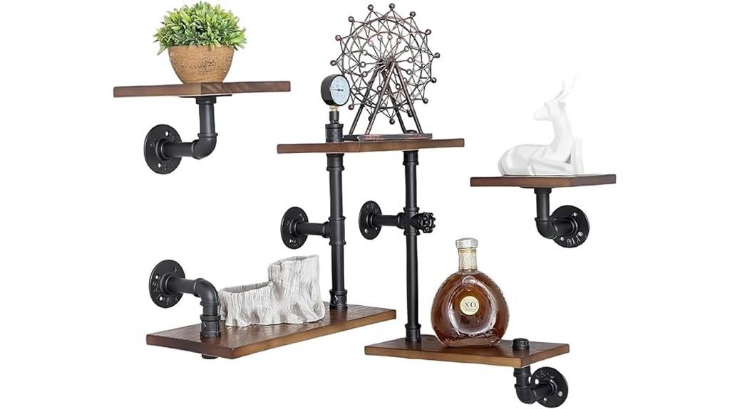 rustic industrial pipe shelves