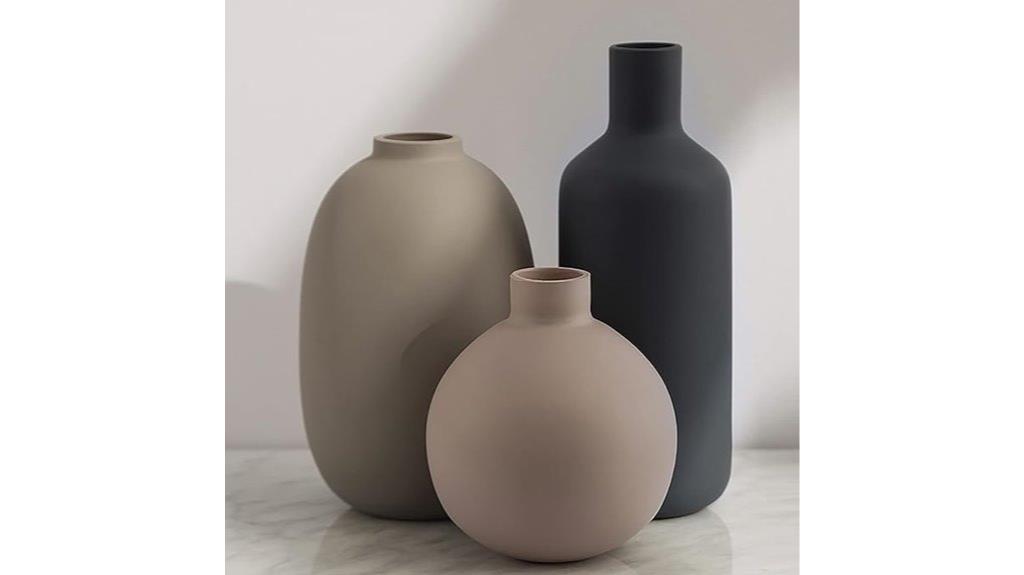 set of 3 ceramic farmhouse vases