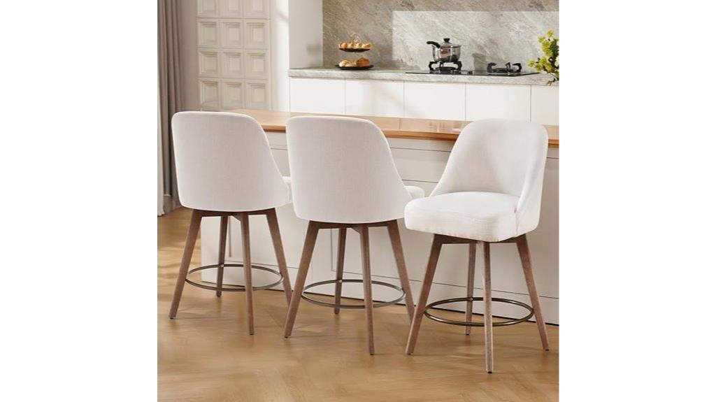 set of 3 linen bar stools