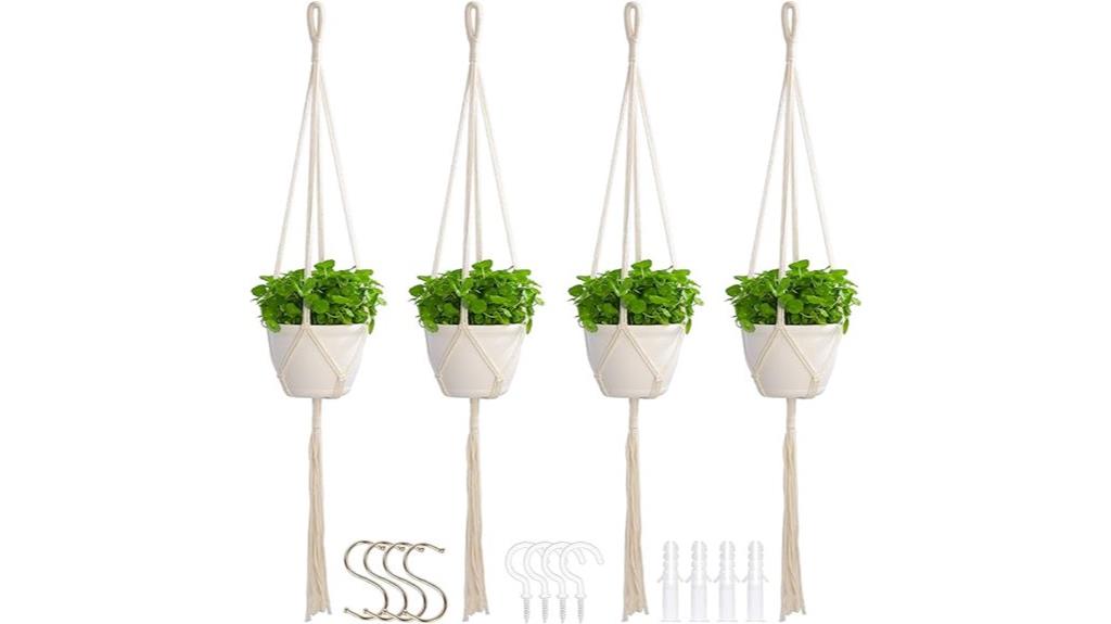 set of 4 hanging plant holders