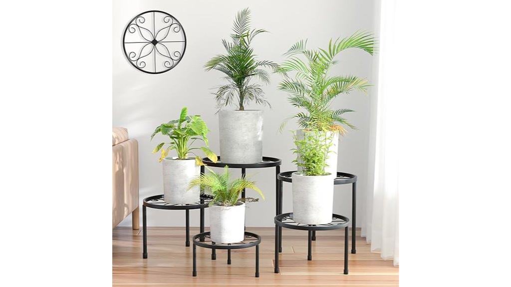 set of five metal stands