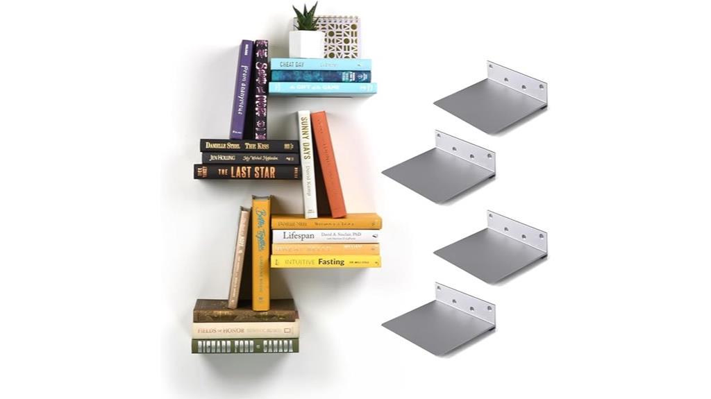 set of four aluminum floating bookshelves