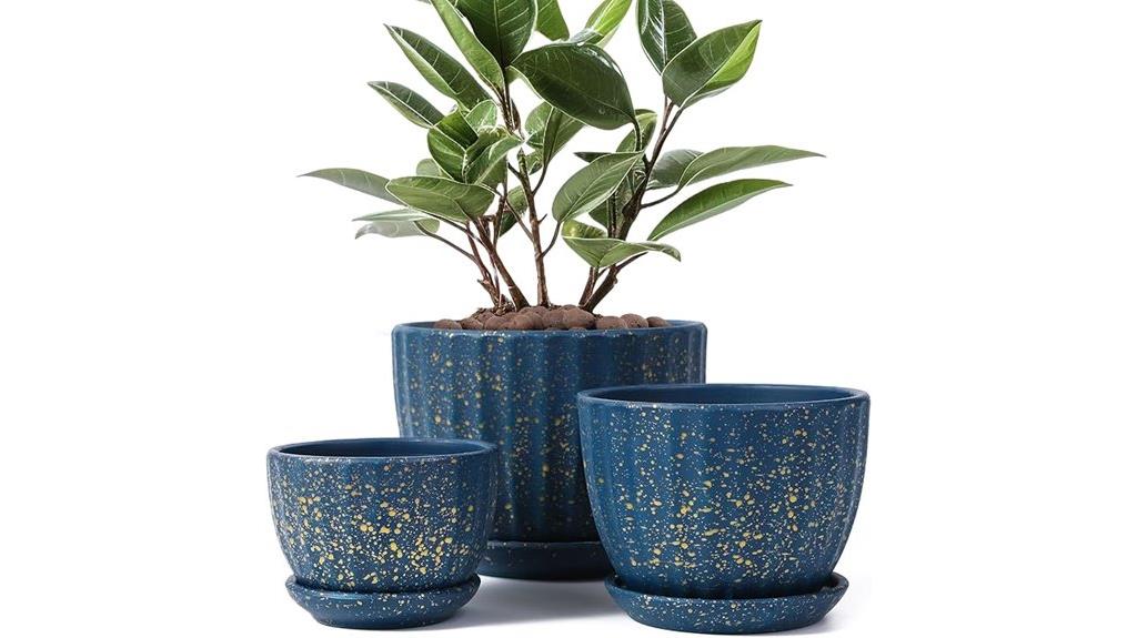 set of three ceramic pots