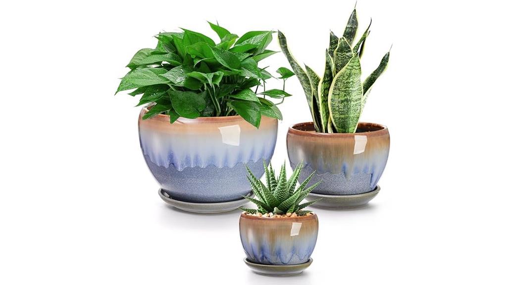 set of three ceramic pots
