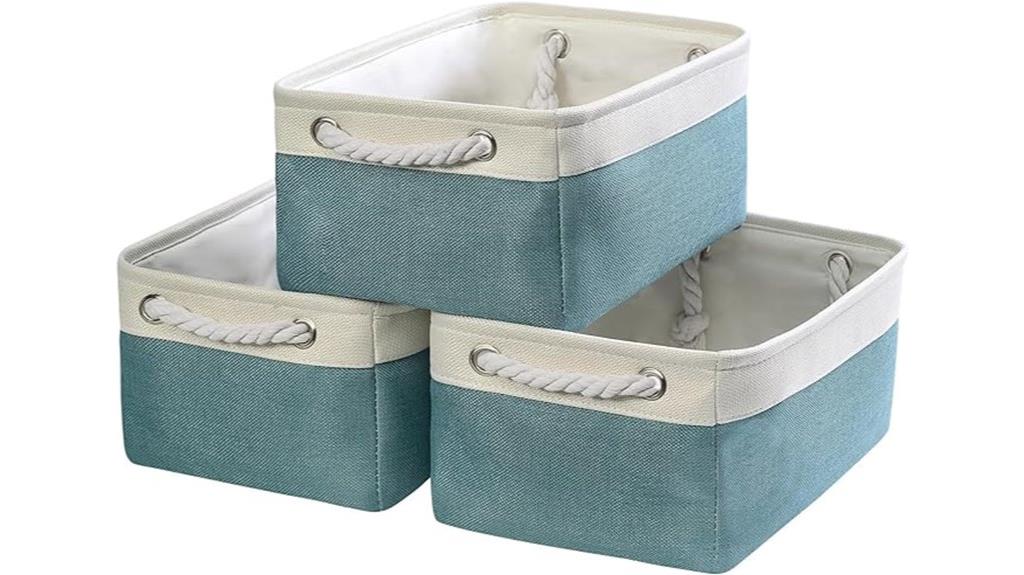 set of three fabric baskets