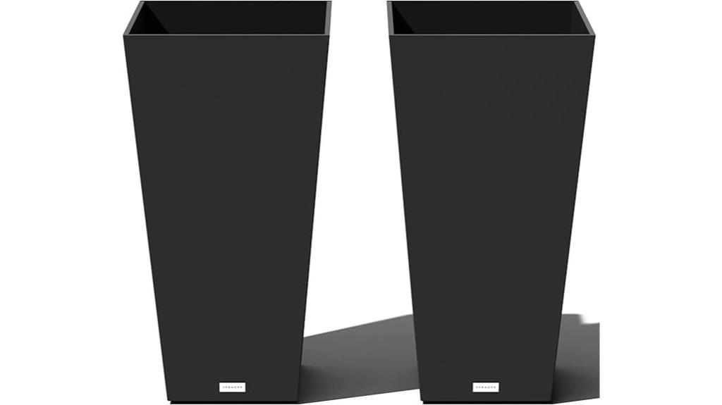 set of two black planters