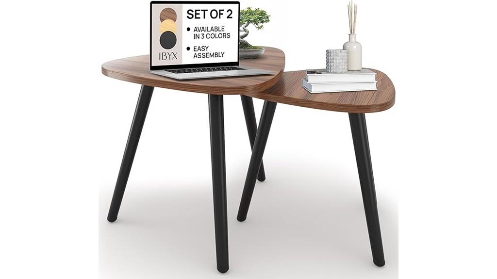 set of two triangle nesting tables