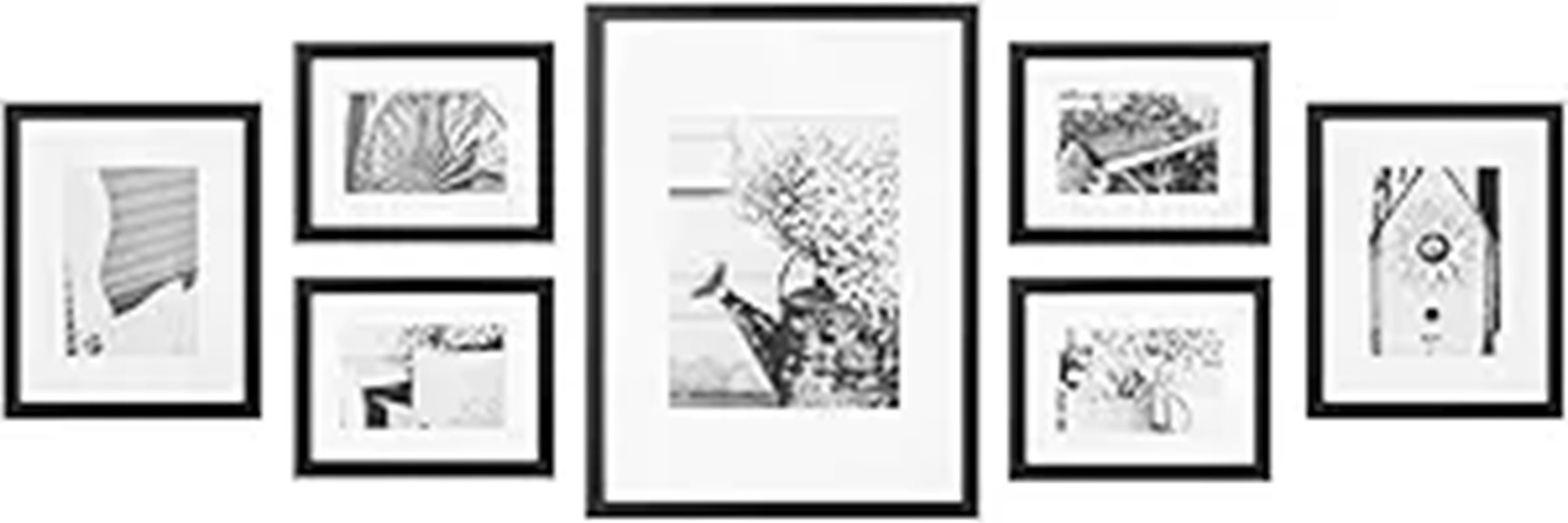 seven piece black wall frames