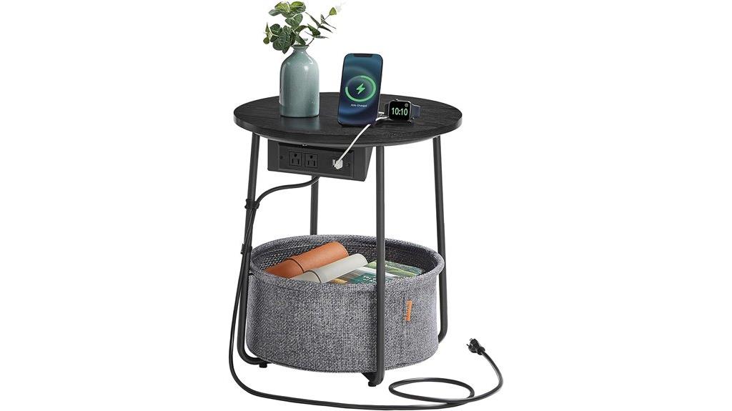 side table with power outlets