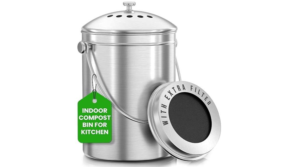 silver countertop compost bin