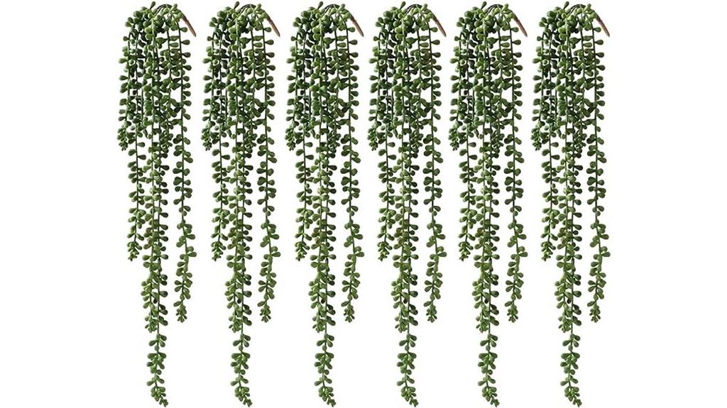 six artificial hanging succulents