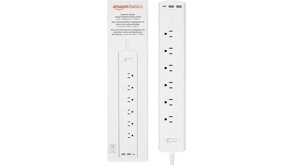 six outlet usb power strip
