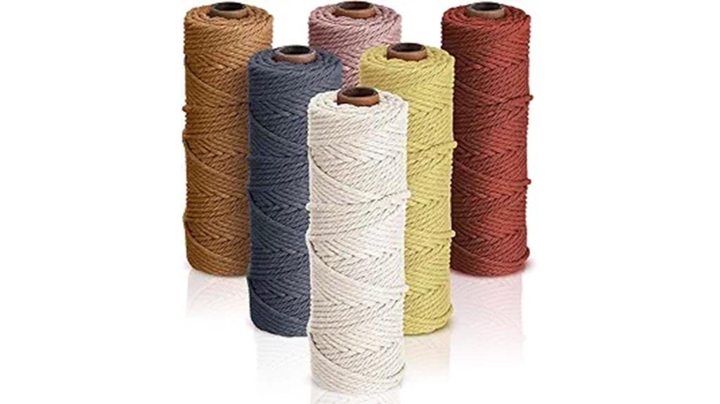 six soft color macrame rolls