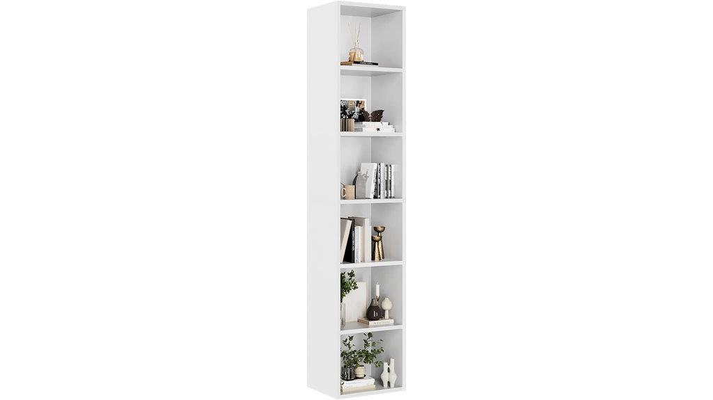 six tier narrow bookshelf