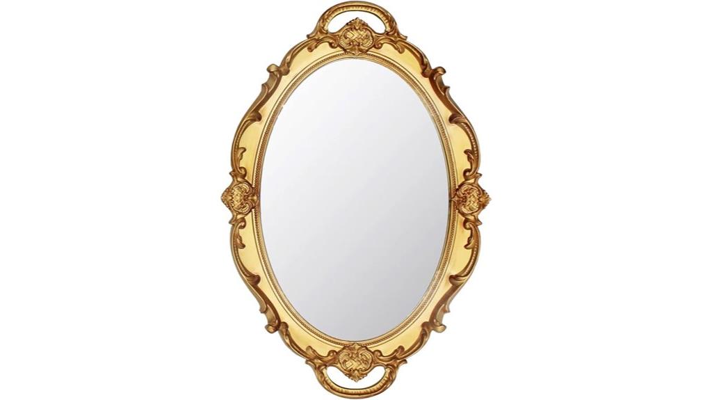 small gold oval mirror