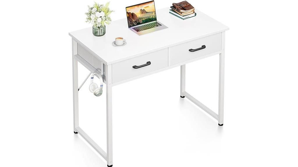 small office desk with drawers