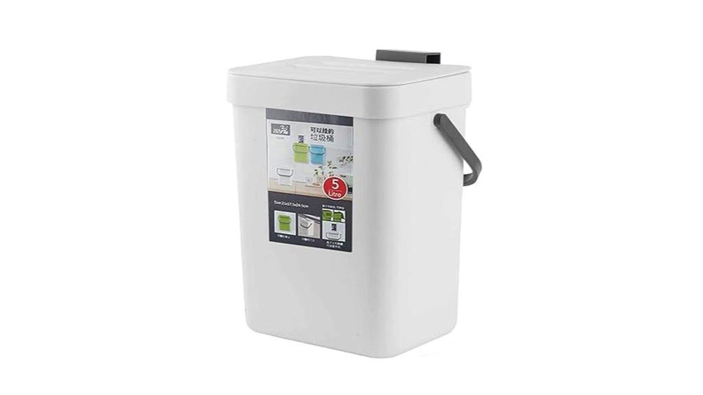 small white kitchen trash can
