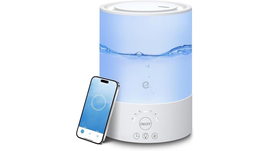 smart bedroom humidifier with nightlight