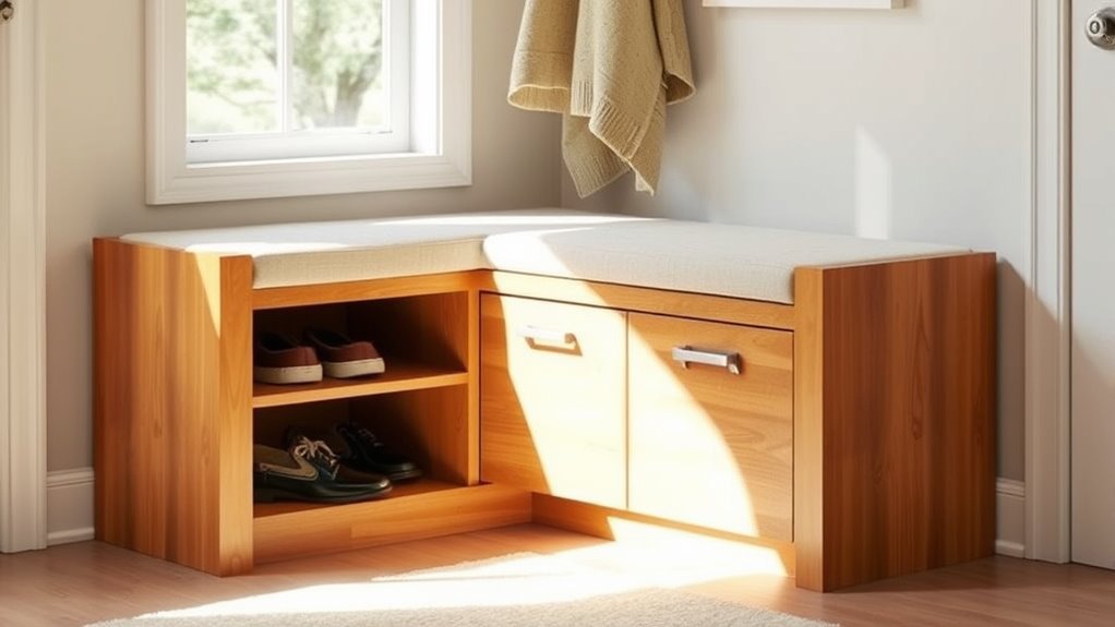 space saving entryway benches